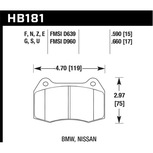 Hawk 95-02 for Nissan Skyline GT-R (R33/R34) DTC-60 Race Front Brake Pads (HB181G.590)