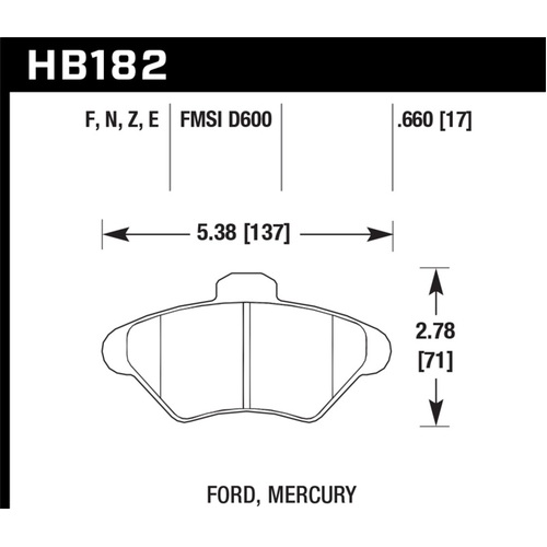 Hawk Performance Blue 9012 Racing Brake Pads 94-98 Ford Mustang V8 (HB182E.660)