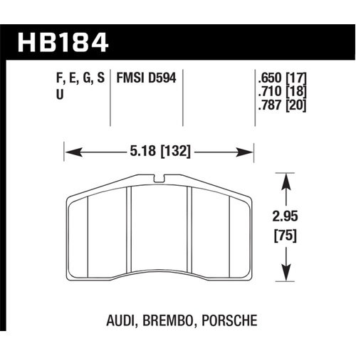 Hawk 01-03 Audi S8 / 94-98 Porsche 911 993 Turbo DTC-60 Race Front Brake Pads (HB184G.650)