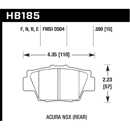 Hawk 91-05 Acura NSX Blue 9012 Race Rear Brake Pads (HB185E.590)