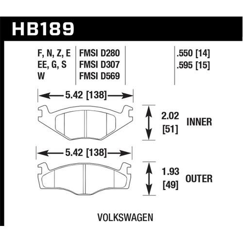 Hawk 88-92 VW Golf GTI / 87-89 Jetta GLI / 87 Scirocco Blue 9012 Race Front Brake Pads (HB189E.550)