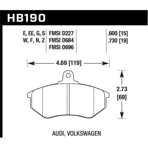 Hawk 80-87 Audi 5000 DTC-60 Compound Front Brake Pads (HB190G.730)