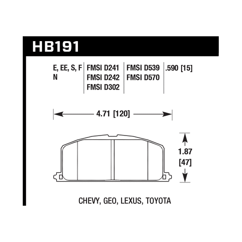 Hawk 1985 Chevrolet Nova Front ER-1 Brake Pads