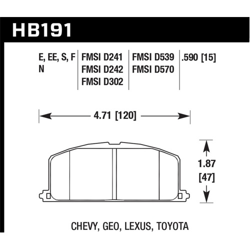 Hawk 85-95 for Toyota MR2 HT-10 Race Front Brake Pads (HB191S.590)