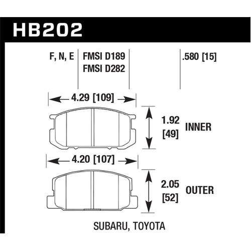 Hawk 82 for Subaru Brat / 81-83 DL/GlL / 85-87 for Toyota Corolla Front Blue 9012 Race Brake Pads (HB202E.580)