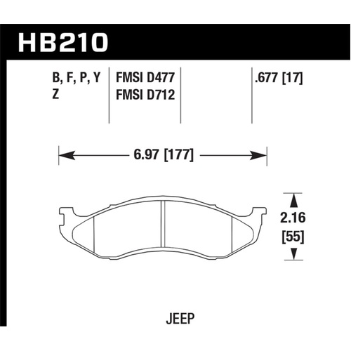 Hawk 1990-1998 Jeep Cherokee (BJ) (4WD) HPS 5.0 Front Brake Pads (HB210B.677)