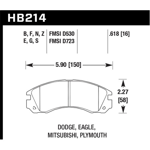 Hawk 91-96 Dodge Stealth / 91-99 Mitsubishi 3000GT / 05-06 Outlander Blue 9012 Race Front Brake Pads (HB214E.618)