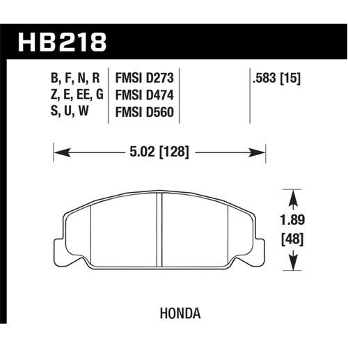 Hawk 88-89 Civic Si / 92-00 Civic CX / 88-00 DX / 98-00 GX HT-10 Race Front Brake Pads (HB218S.583)