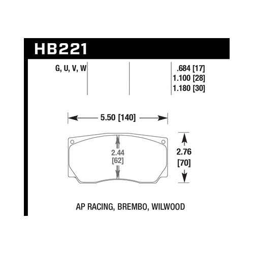 Hawk AP Racing/Wilwood DTC-70 Race Brake Pads