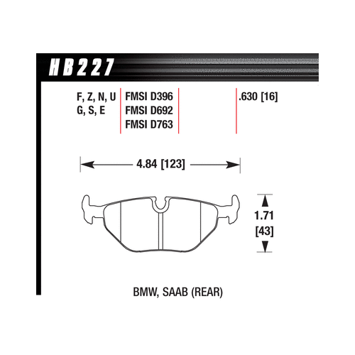 Hawk BMW 3/5/7 Series / M3 / Z3 / Z4  Race Blue 9012 Rear Brake Pads