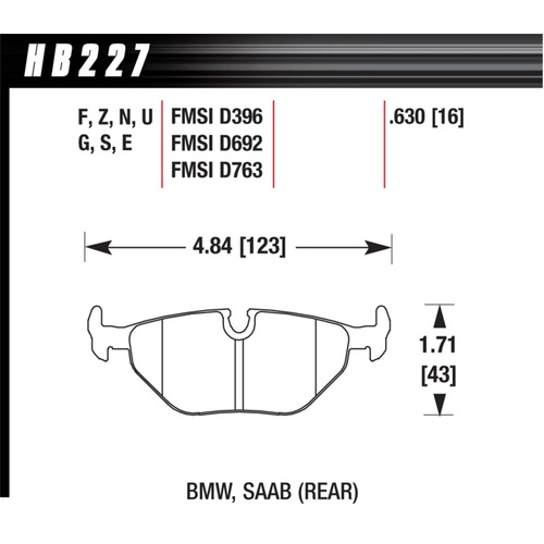 Hawk DTC-80 97-02 BMW Z3/03-08 BMW Z4 Rear Race Brake Pads (HB227Q.630)