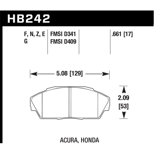 Hawk Acura Integra/Legend / for Honda Accord/Civic/Prelude Blue 9012 Race Front Brake Pads (HB242E.661)