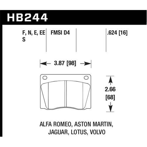 Hawk 72-74 Jaguar XJ12 / 72-75 XJ6 HT-10 Race Front Brake Pads (HB244S.624)