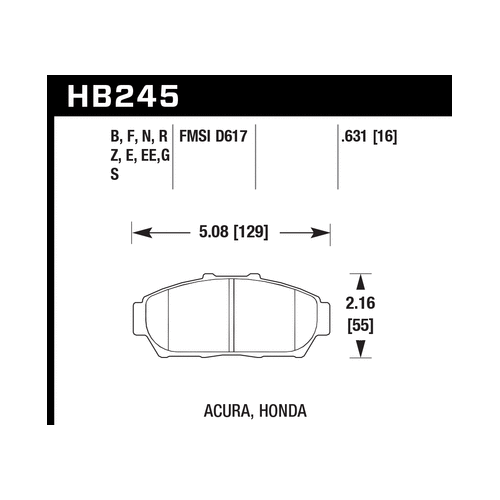 Hawk 1997-2001 Acura Integra GS HPS 5.0 Front Brake Pads