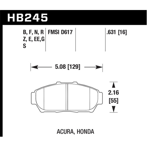 Hawk 94-01 Acura Integra (excl Type R)  HT-10 Race Front Brake Pads (HB245S.631)