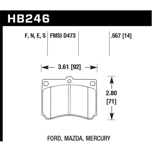 Hawk 91-02 Ford Escort / 92-94 Mazda MX-3 / 90-95 Protege HPS Street Front Brake Pads (HB246F.567)