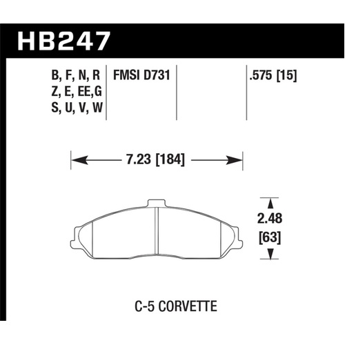 Hawk DTC-80 97-14 Chevy Corvette Front Racing Brake Pads (HB247Q.575)