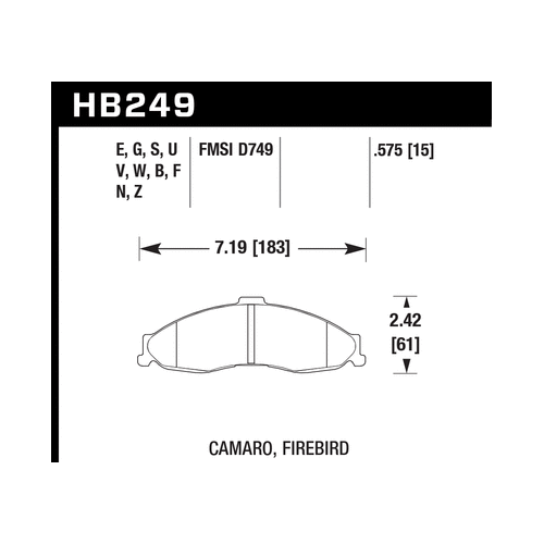 Hawk 1998-2002 Chevrolet Camaro SS 5.7 HPS 5.0 Front Brake Pads