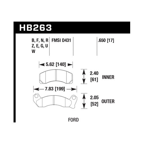 Hawk 1987-1993 Ford Mustang GT 5.0 HPS 5.0 Front Brake Pads