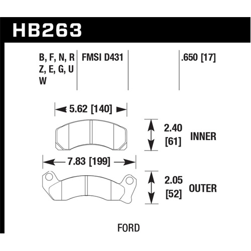 Hawk 87-93 Ford Mustang GT Track DTC-70 Front Brake Pads (HB263U.650)