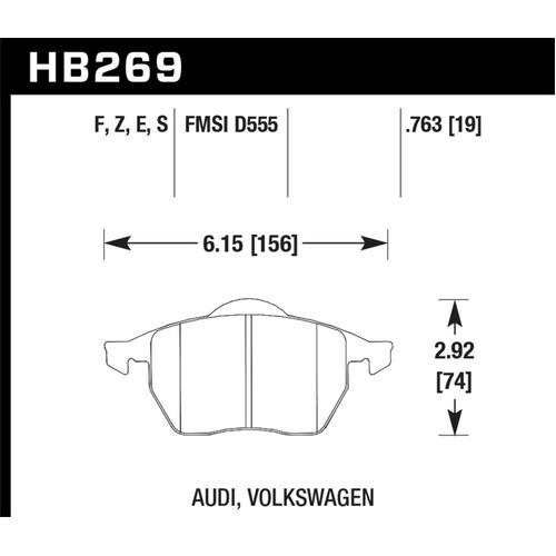 Hawk 96-02 Audi A4 Quattro / 95-01 Audi A6 Quattro Blue 9012 Race Front Brake Pads (HB269E.763)