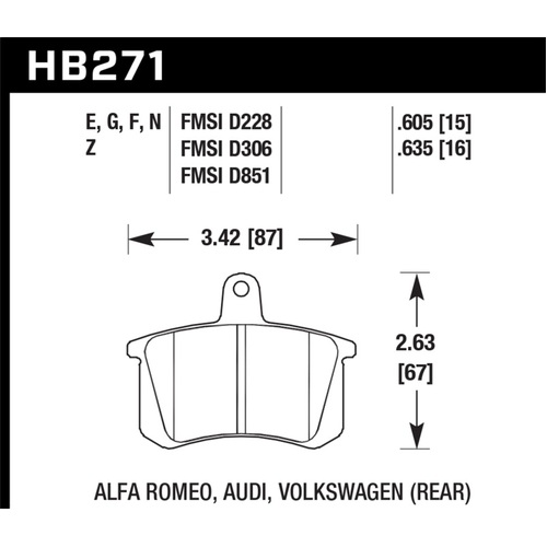 Hawk 98-02 Audi A4 Quattro Blue 9012 Race Rear Brake Pads (HB271E.605)