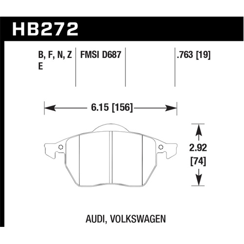 Hawk 00-06 Audi TT/00-06 TT Quattro 1.8L / 99-04 VW Golf GTI 2.8L Blue 9012 Race Front Brake Pads (HB272E.763)