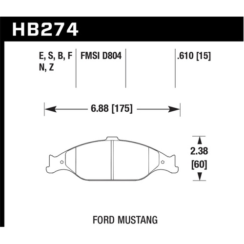 Hawk 99-04 Ford Mustang Base/GT HT-10 Race Front Brake Pads (HB274S.610)