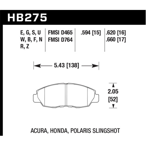 Hawk 95-99 Ford Taurus Sho / 01-07 Ford Taurus HPS Street Front Brake Pads (HB275F.660)