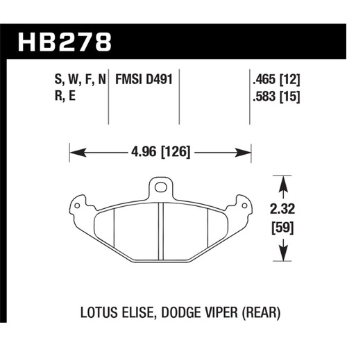 Hawk 96 & 00 Dodge Viper GTS / 92-00 Viper / 00 Viper RT10 Blue 9012 Rear Race Brake Pads (HB278E.583)