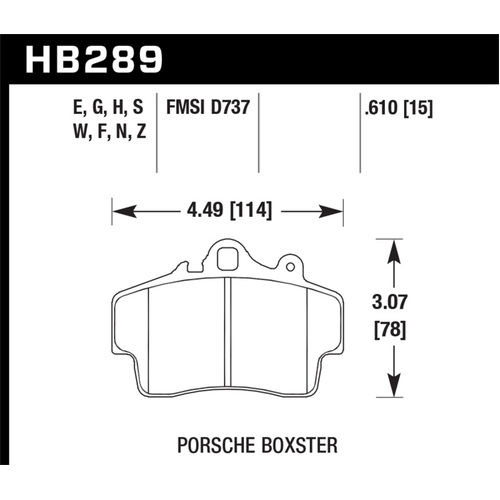 Hawk 97-08 Porsche Boxster DTC-30 Compund Front Brake Pads (HB289W.610)