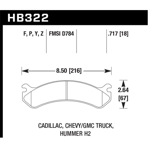 Hawk Chevy / GMC Truck / Hummer Performance Ceramic Street Front Brake Pads (HB322Z.717)