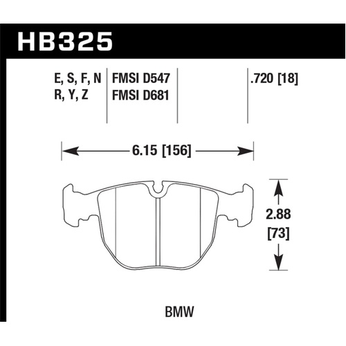 Hawk 01-03 BMW 530I 3.0L / 97-03 BMW 540I 4.4L / 96-01 740I 4.4L / 00-03 M5 5.0L / 01-06 M5 3.0L/4.4 (HB325S.720)