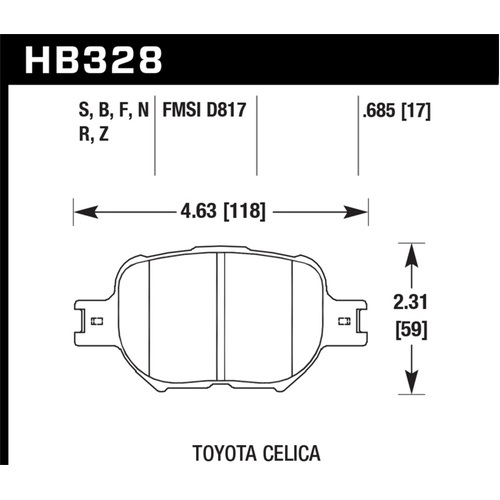 Hawk 01-05 Celica GT/GT-S/05-08 tC HP+ Street Front Brake Pads (HB328N.685)