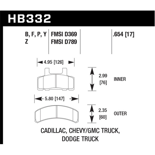 Hawk 1999-2000 Cadillac Escalade HPS 5.0 Front Brake Pads (HB332B.654)