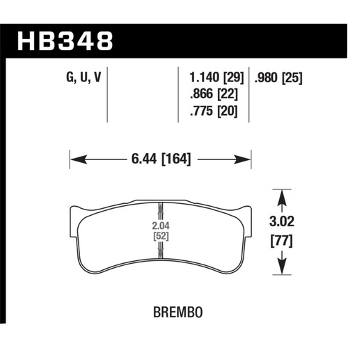 Hawk DTC-80 Brembo 25mm Race Brake Pads (HB348Q.980)