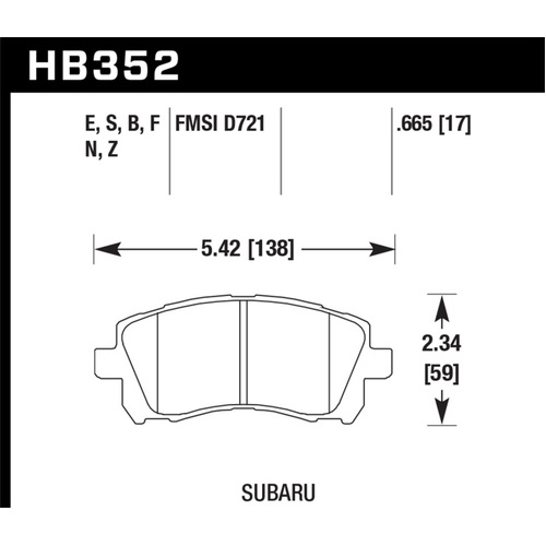 Hawk 02-03 WRX / 98-01 Impreza / 97-02 Legacy 2.5L / 98-02 Forester 2.5L D721 Performance Ceramic St (HB352Z.665)