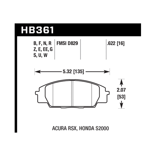 Hawk Honda S2000/Civic Type R/Acura RSX Front Race Pads