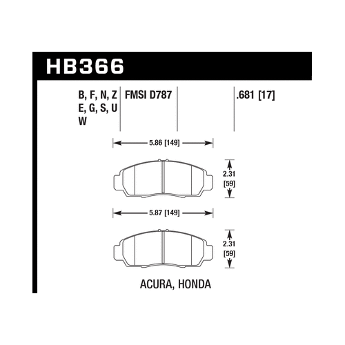 Hawk 2001-2003 Acura CL Type-S HPS 5.0 Front Brake Pads