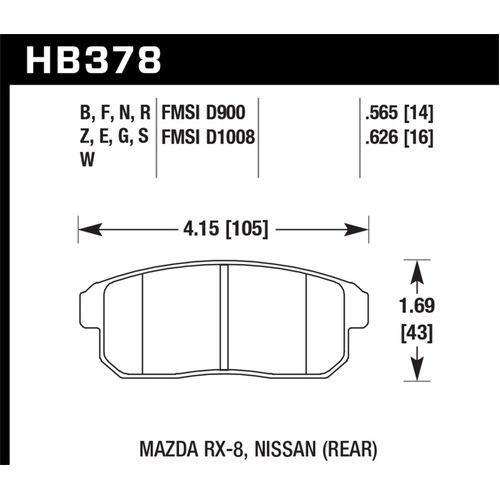 Hawk 03-06 Sentra Spec V. HPS Street Rear Brake Pads (HB378F.626)