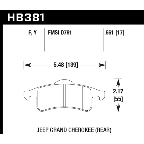 Hawk 99-04 Jeep Grand Cherokee LTS Street Rear Brake Pads (HB381Y.661)