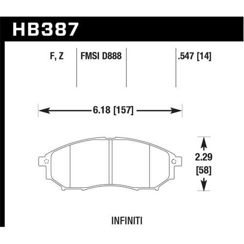 Hawk 06-09 350z/ 05-08 G35 w/o Brembo Performance Ceramic Street Front Brake Pads (HB387Z.547)