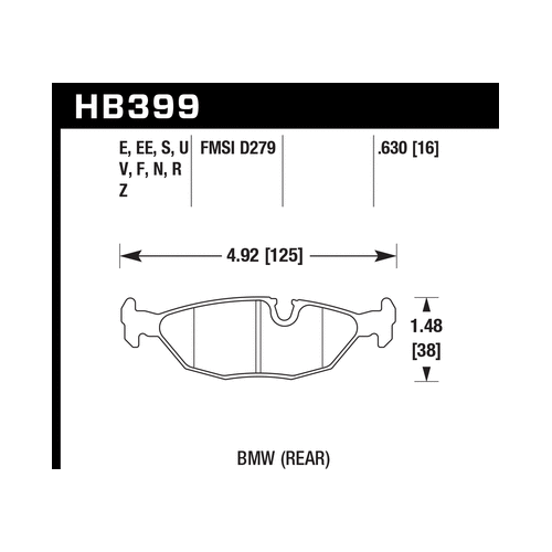 Hawk 84-4/91 BMW 325 (E30)Blue 9012 Rear Race Pads (NOT FOR STREET USE)