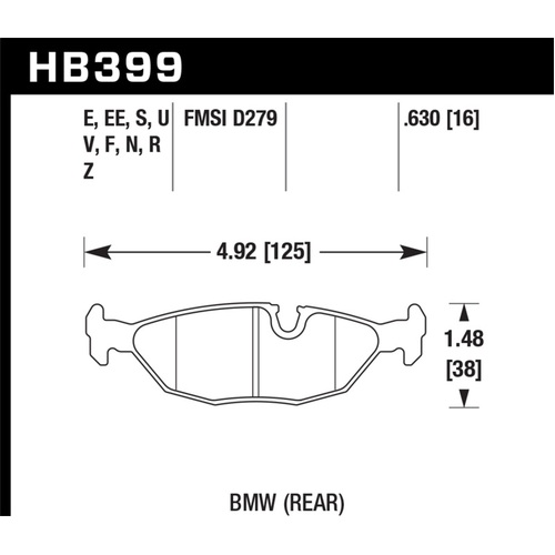 84-4/91 BMW 325 (E30) DTC-50 Race Rear Brake Pads (HB399V.630)