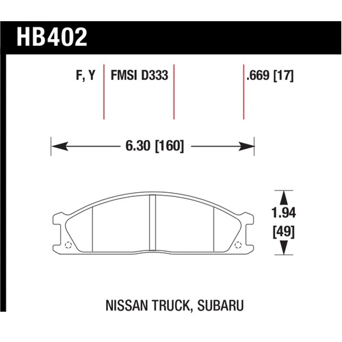 Hawk 87-05 for Nissan Pathfinder (Various) / 86-97 PickUp D21 (Various) HPS Street Front Brake Pads (HB402F.669)