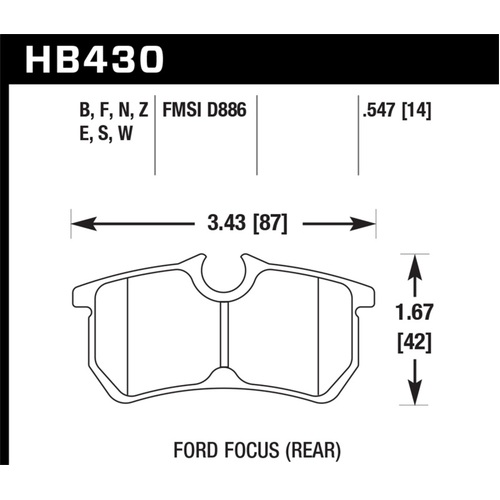 Hawk 00-07 Ford Focus DTC30 Rear Race Brake Pads (HB430W.547)