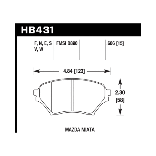 Hawk 01-05 Miata w/ Sport Suspension Blue 9012 Front Brake Pads D890