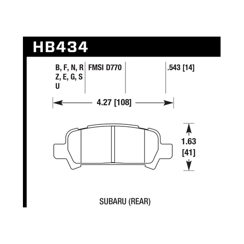 Hawk 2004-2006 Subaru Baja Sport HPS 5.0 Rear Brake Pads