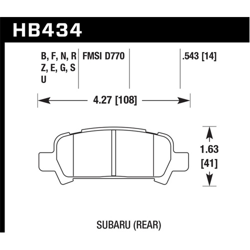 Hawk 02-03 WRX / 05-08 LGT D770 Performance Ceramic Street Rear Brake Pads (HB434Z.543)