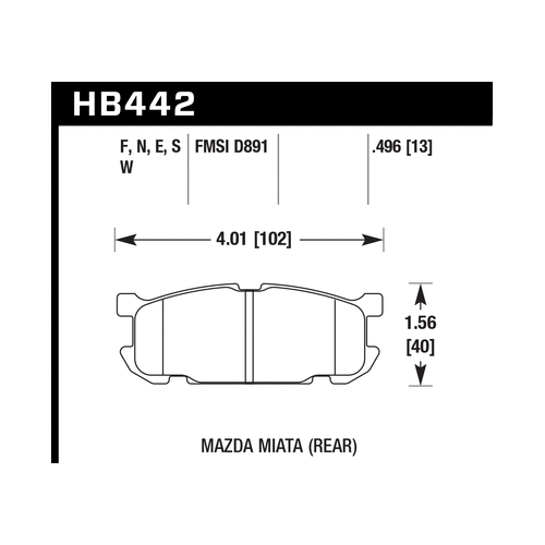 Hawk 01-03 Mazda Miata 1.8L Base Pads Only Rear ER-1 Brake Pads